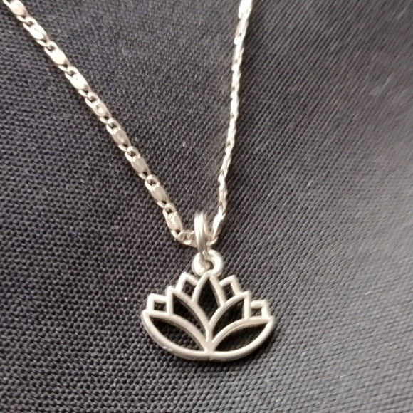 Small lotus charm on black or brown 16 to 18 inch adjustable coated cord - Picture 2 of 4